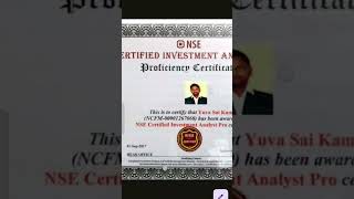 NSE CERTIFIED INVESTMENT ANALYST PROFESSIONAL NCFM-00001267060. Completed 3 modules of NCFM in 2017.