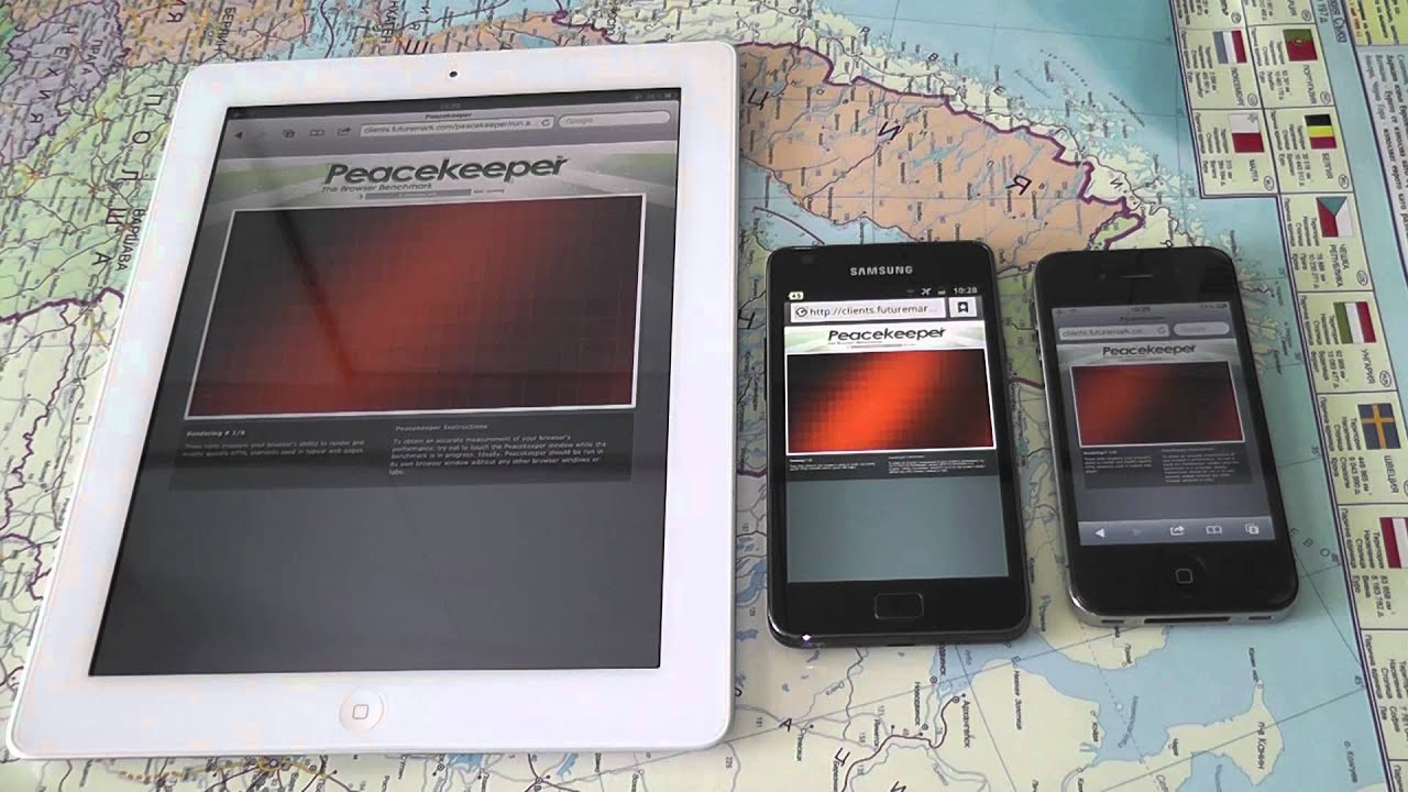 Samsung Galaxy S2 vs iPad2 vs iPhone4 - Browser benchmark