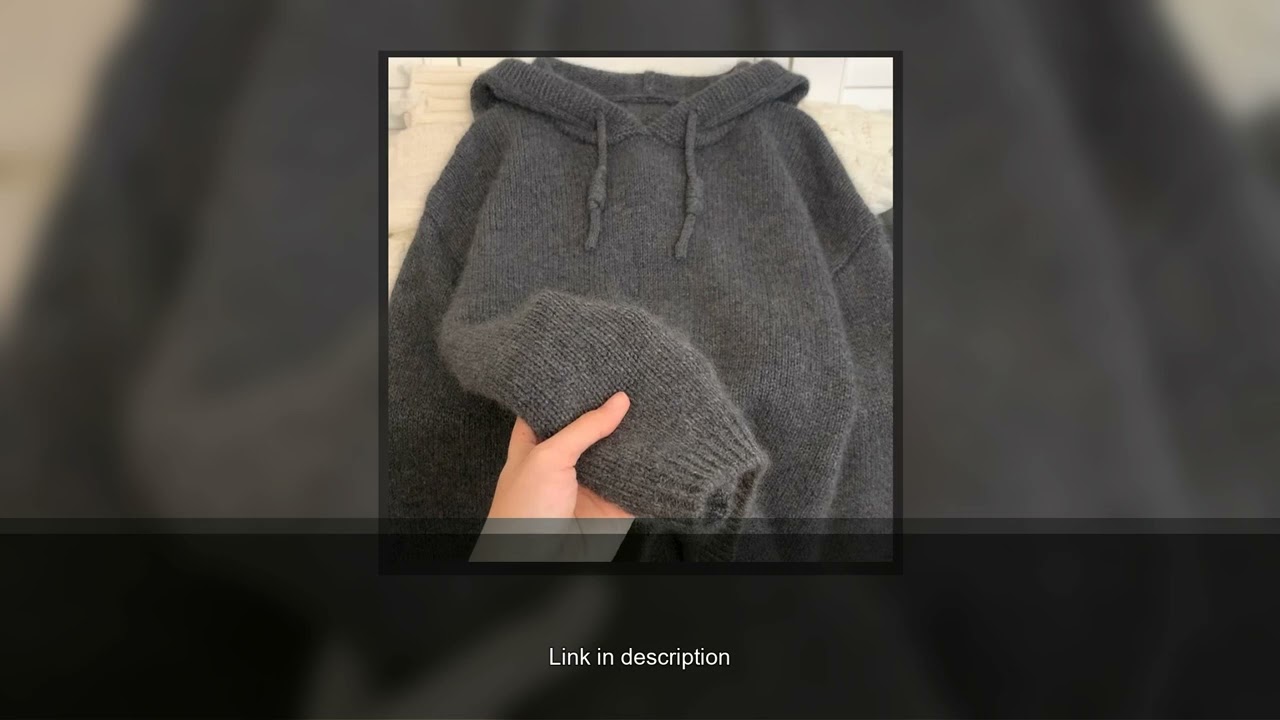 High-Grade Gray 100% Pure Wool Hoodie for Women Loose Casual Versatile Knit Hooded Sweater Thic