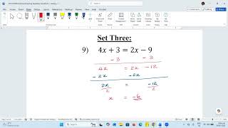 Form 2A2 Solving Algebraic Equations WORKSHEET 1