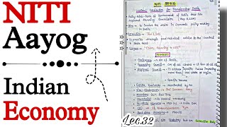 NITI Aayog || Members & Principles Indian Economy || Handwritten notes || Lec.32 || An Aspirant !