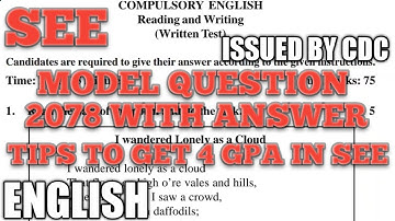 Class 10 (SEE) English Model Question 2078(2022) + How To Get 4 GPA In ENGLISH