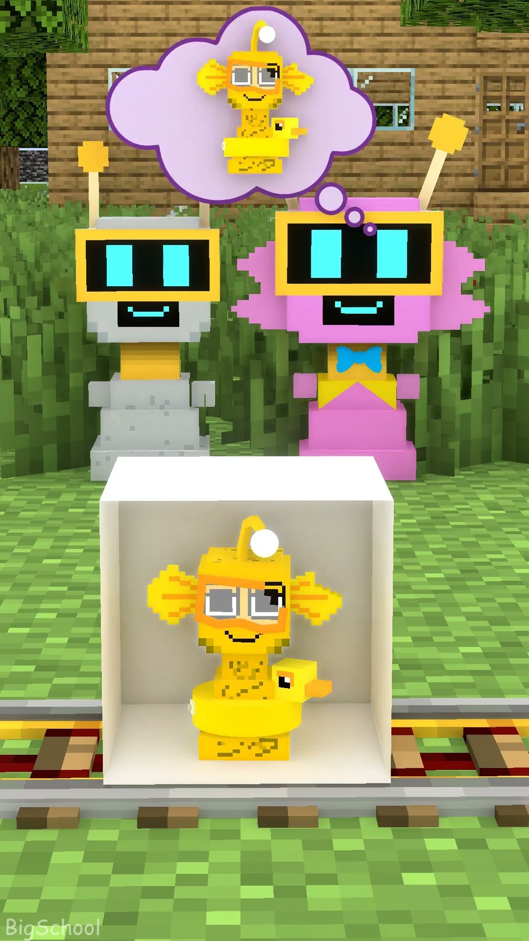 When Fun Bot and Pink Bot guess the character in the box ?