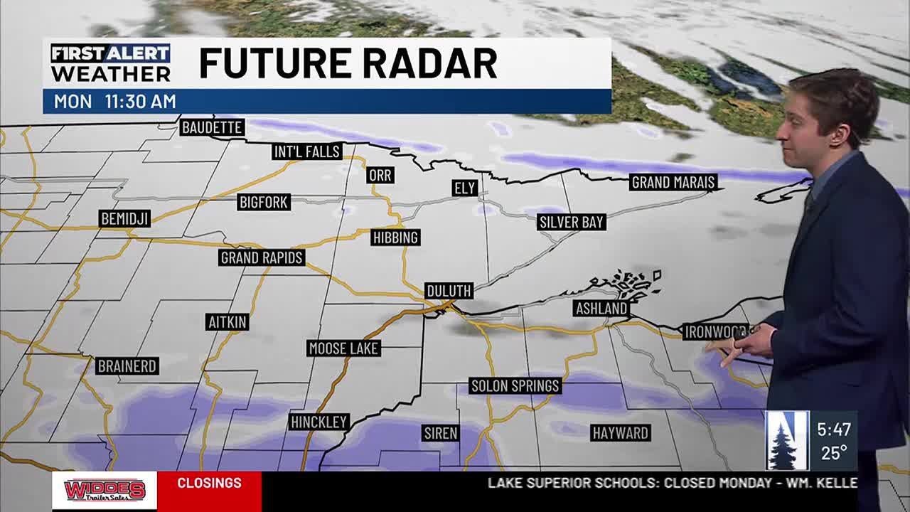 Mild and breezy on Monday with light snow possible Tuesday - YouTube