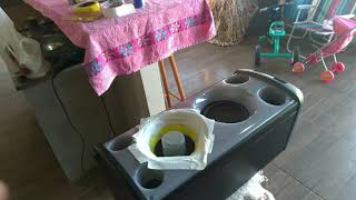 Caixa de som Polyvox XT660T, sem as grades e pintando os falantes.