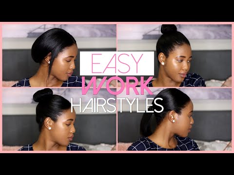 5 Easy Work Hairstyles For Medium Relaxed Hair |Working Woman