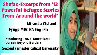 Shafaq Excerpt from 13 Powerful Refugee Stories From Around the world by Miranda Cleland summary. S2