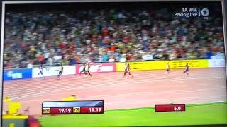 Usain Bolt (19,55) wins 200 metres men final sprint gatlin Bejing Peking WM