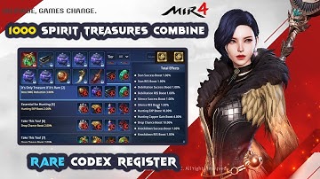 MIR4 1000 SPIRIT TREASURES COMBINE | RARE CODEX REGISTER | HOW TO REGISTER CODEX | INCREASE YOUR PS