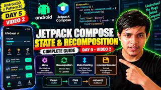 Jetpack Compose State & Recomposition 🔥 | State Hoisting & rememberSaveable | Android30 Day 5