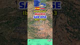 Madrid to San Jose Flight Route with Iberia IB243