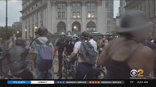 Cleanup Underway Outside City Hall