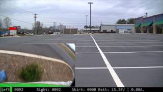 High performance RC hovercraft daytime run different parking lot, on the old skirt. Wealth