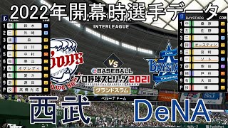 【プロスピ2021】西武対DeNA(2022年開幕時選手データ)