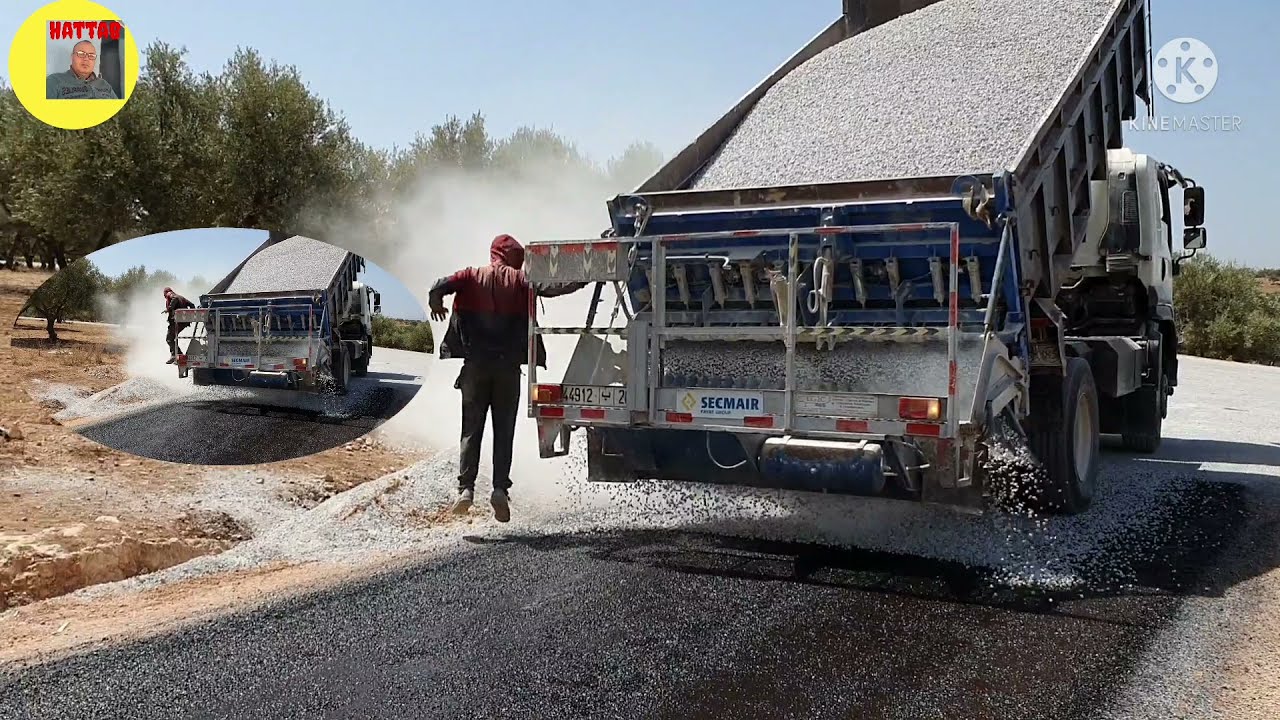 اعمال الطرق...شرح عملية البيكوش ..تزفيت الطرقات...