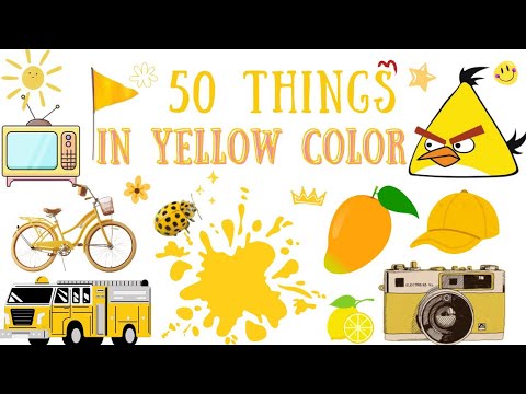 50 yellow things | Learn yellow color things | yellow color objects and ...