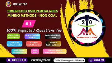 MINING METHODS Non - Coal I Terminology used in Metal Mines I Part-1 I Mining Diploma Exams I JUT