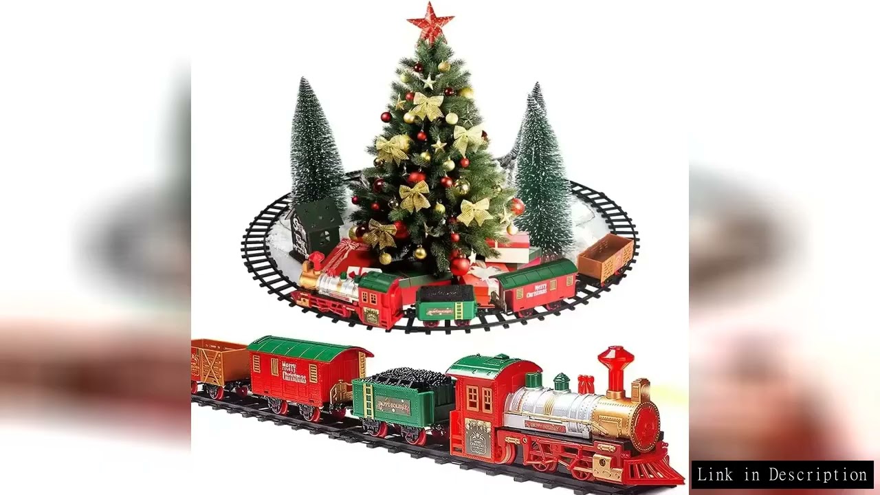Classic Christmas Train Set - Battery Operated with Lights & Sounds, Railway Tracks for Under Tree D