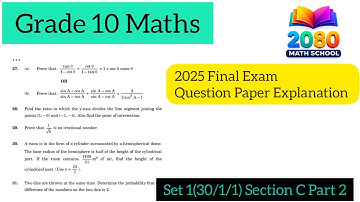 Grade 10 CBSE Maths Final Exam Revision With PYQ 2025 Q.P Set-1 Section-C@2080math 