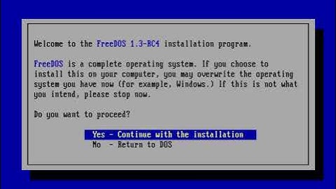 Installing FreeDOS 1.3 RC4