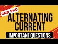 Alternating Current | Important Questions | 2nd PUC Physics Final examination 2025-26.