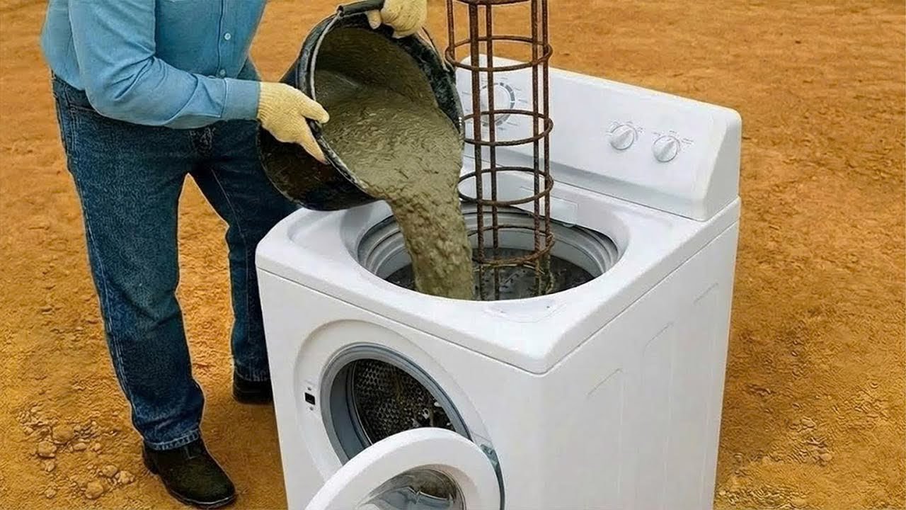 Не все знают этот секрет! Залейте цемент в стиральную машину. Вы будете поражены результатом.