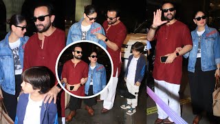 KAREENA KAPOOR,SAIF ALI KHAN,TAIMUR & JEH  FLY FROM MUMBAI SPOTTED AT AIRPORT 😍💖📸