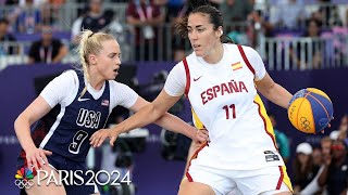 USA 3x3 women's team falls to Spain in overtime of semifinal | Paris Olympics | NBC Sports