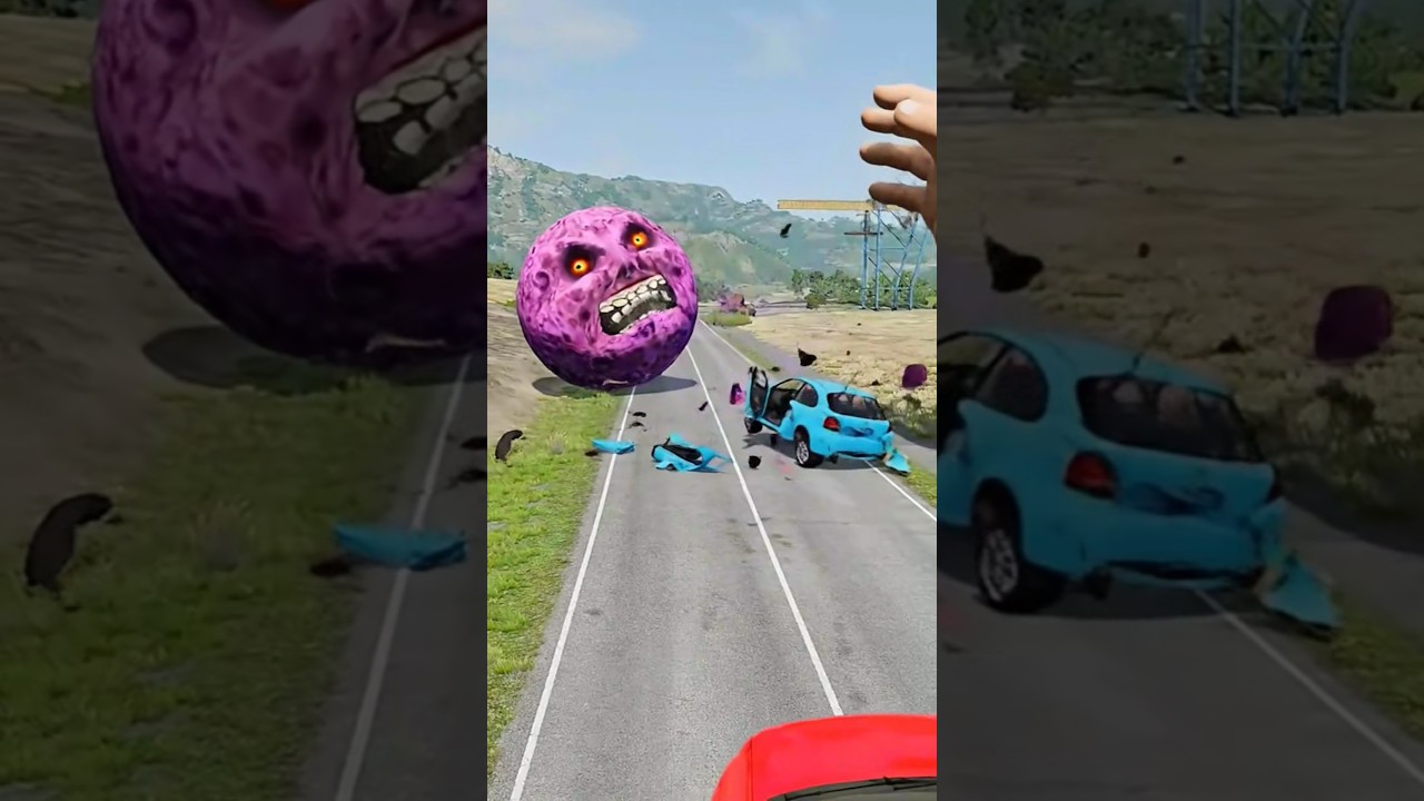 Big & Small Cars vs Giant Hand Slap –BeamNG.drive 