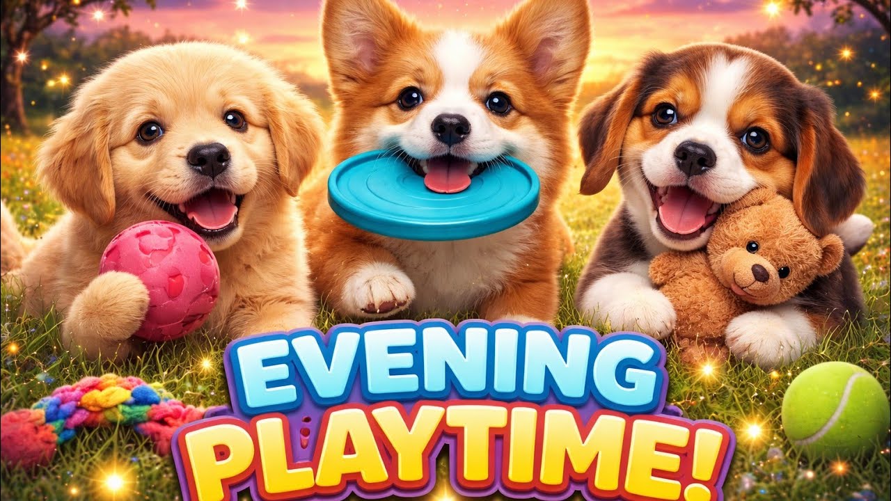 Cute dogs playing with each other 