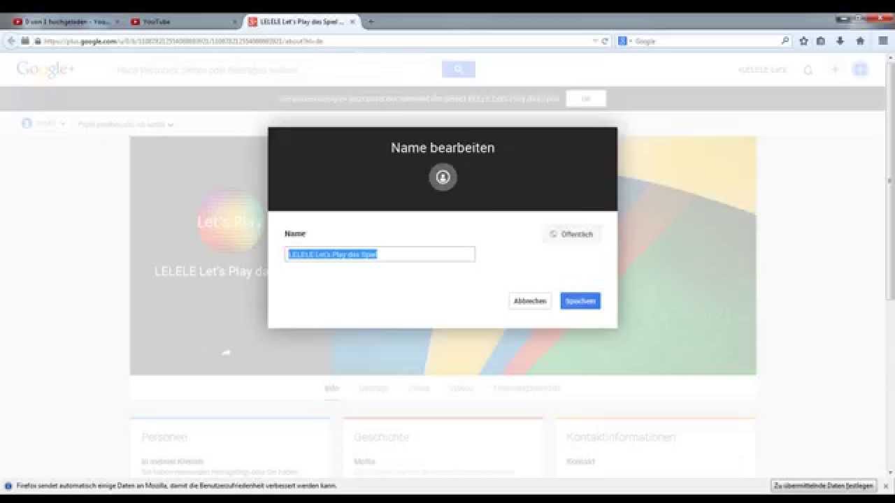 Namen in Youtube ändern 2014 YouTube