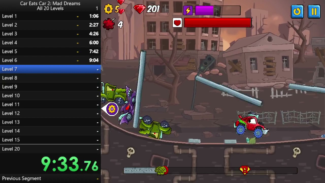 Car Eats Car 2 All 20 Levels Speedrun in 