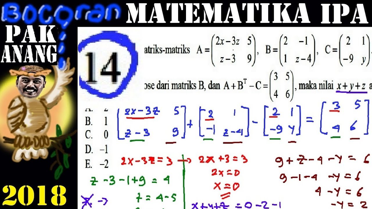 Pembahasan Bocoran Pak Anang Un Matematika Ipa Sma 2018 No 14