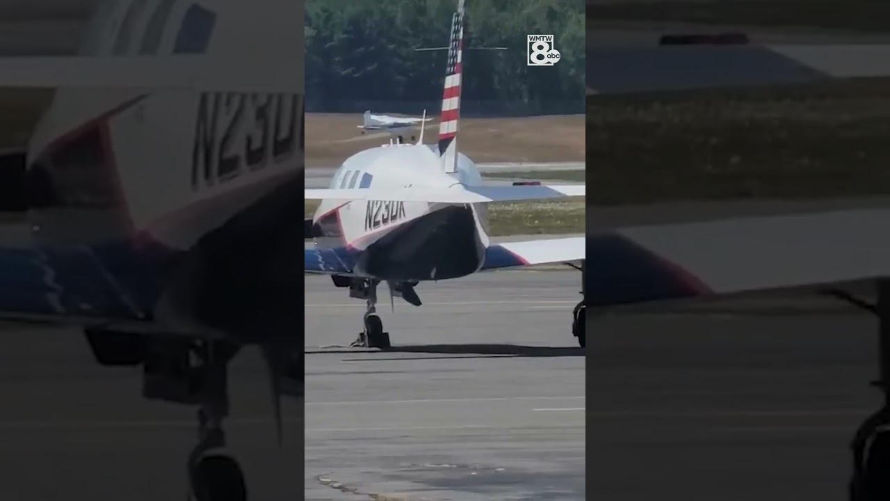Video captured the moment a small plane crashed at Bangor International Airport