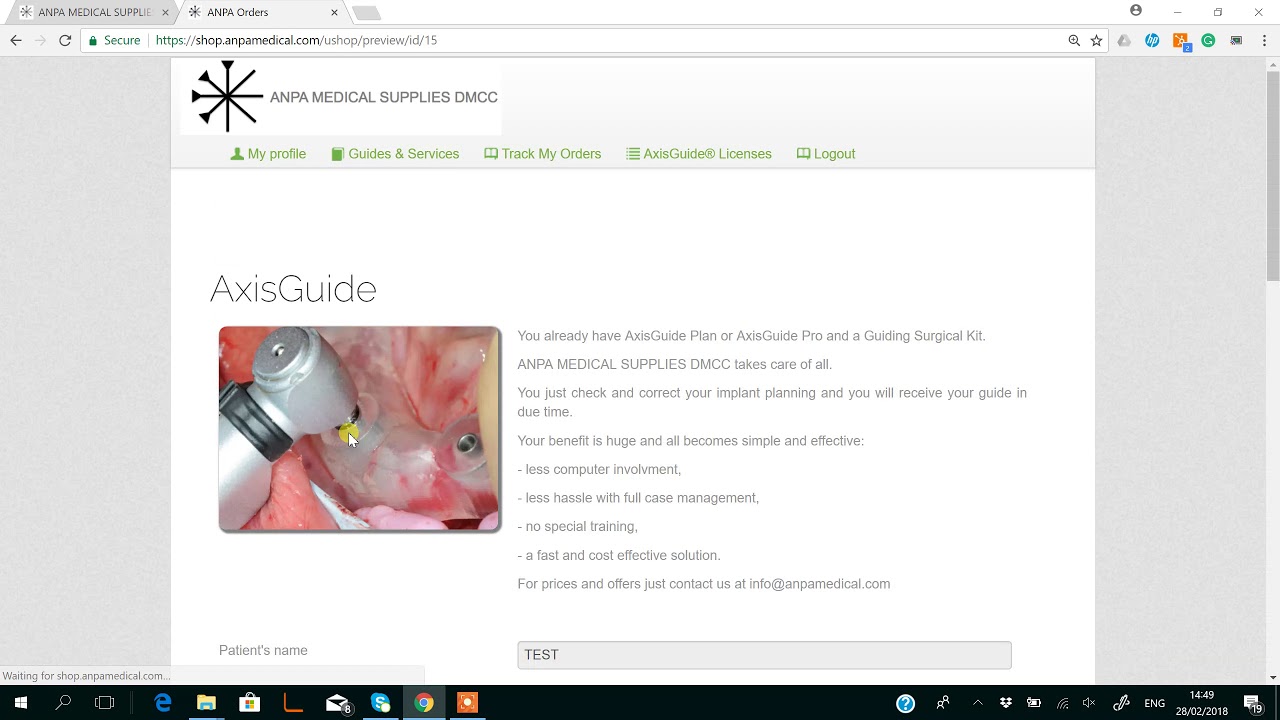 How to place an order and send to ANPA MEDICAL SUPPLIES DMCC