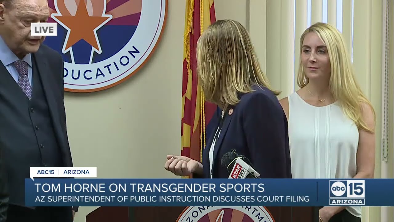State Superintendent of Public Instruction Tom Horne and others discuss transgender sports