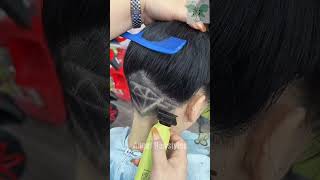 beautiful girl back headshave and design