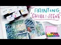 Painting  Studio Ghibli Scene - Probando HIMI GOUACHE