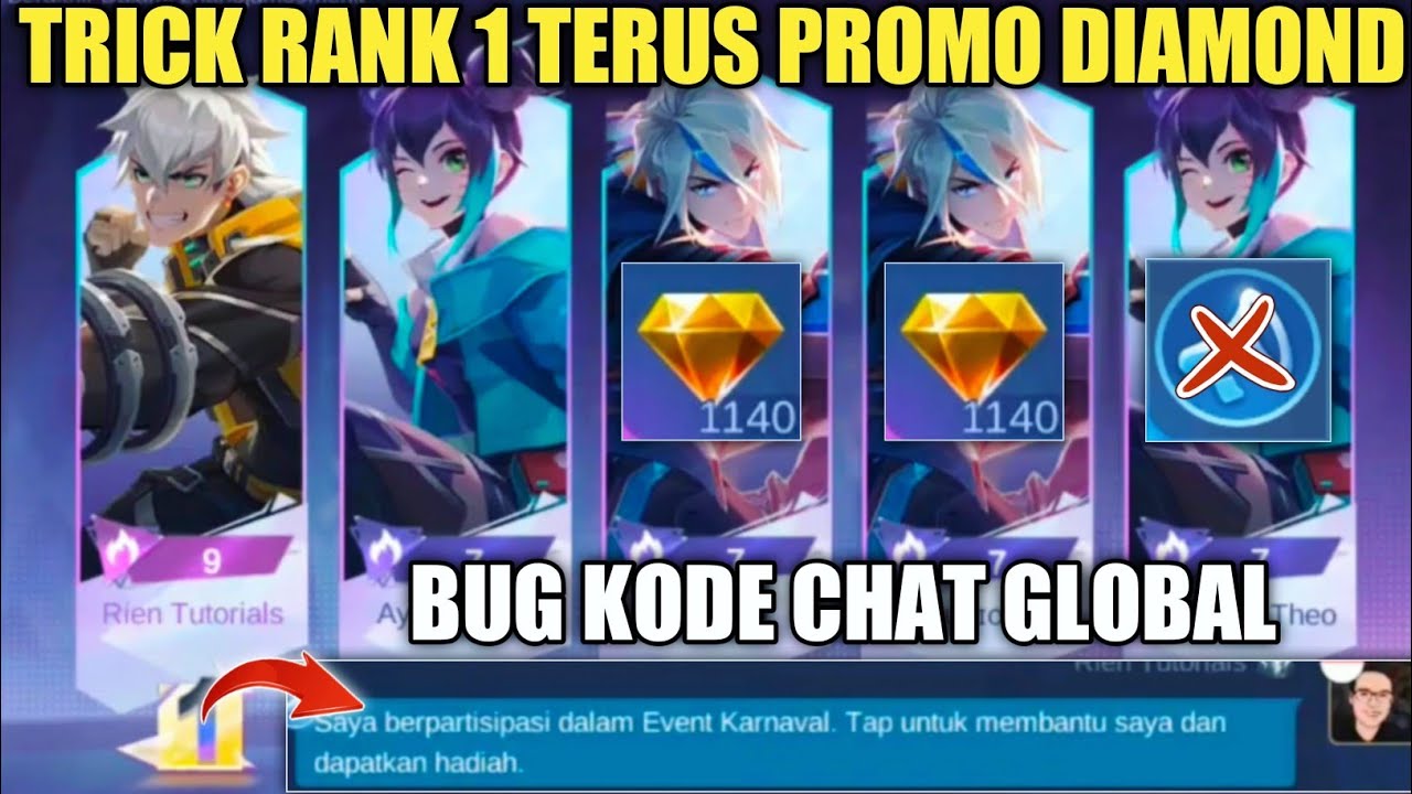 BUG KODE CHAT GLOBAL RANK 1 TERUS EVENT PROMO DIAMOND MLBB 2022