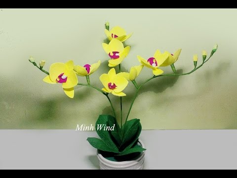Video Orchid paper flower - Làm hoa lan hồ điệp giấy nhún - youtube