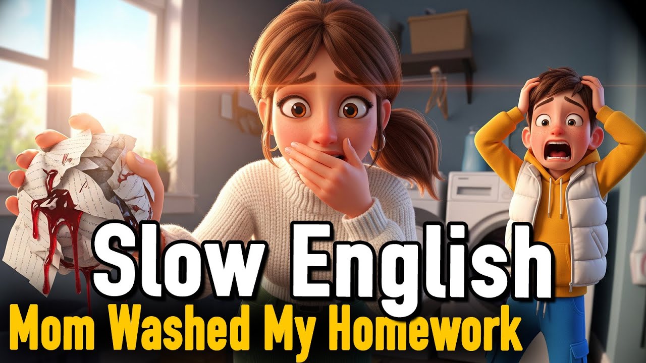 Days of My Family - 😱Mom Washed My Homework | Slow English For Beginners | A1–A2 level