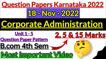 Corporate Administration 4th Sem Bcom all Units Question paper Pattern Gulbarga University CBCS 2022