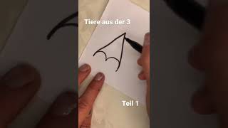 Schule Tiere aus der Zahl 3 zeichnen 1.Teil Zahlenlernen Fisch Vogel Schmetterling Schuleinführung