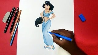 How to Draw Jasmine  Aladdin  Step by Step  YouTube