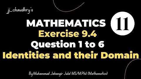 11th Class Math || Ch 09 Fundamentals of trigonometry || Exercise 9.4 Question 1 to 6