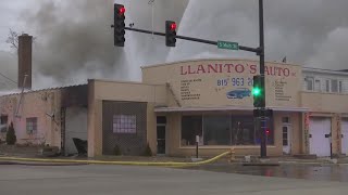 Crews fight fire at Rockford auto repair shop on S. Main