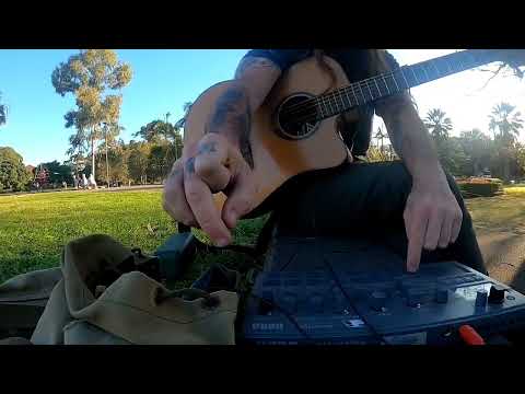 making a beat in the park with the electribe 2 and guitar