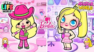 картинка: Барби в Тока Бока vs Барби в Avatar World | Toca Life World | Barbie