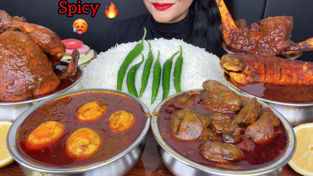 ASMR EATING HANDI MUTTON CURRY,HANDI CHICKEN CURRY,HANDI FISH CURRY,EGG CURRY 
