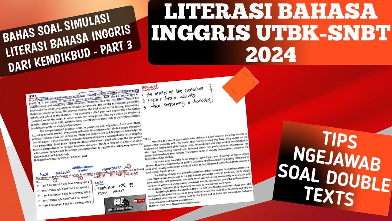 PART-3 TRIK NGEJAWAB SOAL DOUBLE TEXTS - BAHAS SOAL SIMULASI LITERASI BAHASA INGGRIS UTBK-SNBT 2024